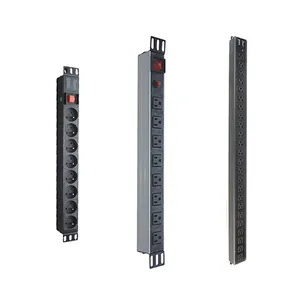 Unidad de distribución de energía de montaje en estante, 1U PDU, 110-250V/16A, 8 salidas, Nema 5-20R, conmutada