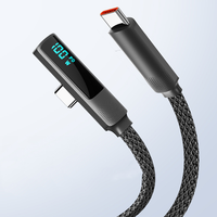 Kabel Pengisian Cepat 100W USB C ke USB C Kabel Ponsel Kabel Datar Berbentuk Siku 90 Derajat Kabel Data untuk Ponsel/Laptop