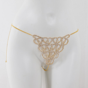 Sexy Bikini Lingerie Crystal Women Thong <strong>Panties</strong> Body Chain Rhinestone Bra and Thong Set Chains - Product Image 5