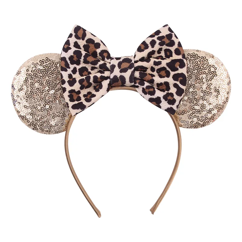 Chic Pailletten Mouse Oren Luipaard Boog Haarband Hoofdband Meisjes Vrouwen Haar Decoratie Populaire Party Head Wear Kids Haar Accessoires