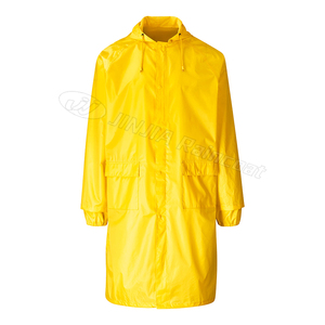 Manufacture High Quality Black <strong>Nylon</strong> Polyester Rain Jacket Hooded Long Style Waterproof <strong>Raincoat</strong> - Product Image 2
