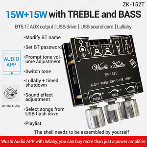 Wuzhi Audio ZK-152T Digitale Luidspreker Versterker <span class=keywords><strong>Board</strong></span> Geluidsmodule Stereo 2.0 Kanaal Treble Bass Ondersteuning App Usb Muziek Selectie - Product Image 4