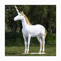 Escultura de animales grandes personalizada, tamaño natural, resina de fibra de vidrio, unicornio, estatua de caballo, precios de escultura