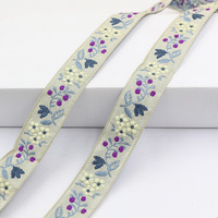 Cintas Jacquard con Motivo Floral de Color Pálido de 2 cm