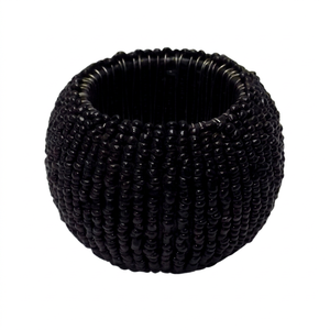 Porte-serviettes rond en laiton noir perlé, écologique, très vendu, en stock, pour la décoration de table de Noël et de mariage - Product Image 1