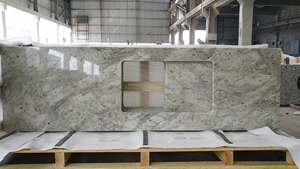 <span class=keywords><strong>Encimera</strong></span> de granito blanco Andromeda y tapas de tocador, mesa de granito blanco y beige, mesa de comedor pulida de <span class=keywords><strong>5</strong></span> caras - Product Image 2