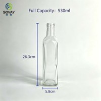 Bouteille en verre rectangulaire longue de 500 ml pour huile d'olive, bouteille vide à col fileté pour huile alimentaire, sauce, production en série OEM