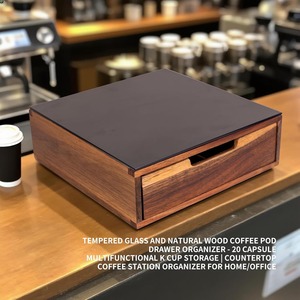 Bamboo K Cup Holder Coffee Pod Drawer Organizer <b>Tea</b> Storage Organizer Bamboo <b>Tea</b> Cake Storage Box with Drawer - Product Image 3