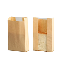 Papier d'emballage de qualité alimentaire biodégradable jetable avec logo personnalisé petit déjeuner pain sandwich sac de cuisson dessrt avec fenêtre