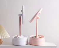 Nouveau design, miroir de maquillage LED à commande tactile intelligente, boîte de rangement cosmétique, éclairage double personnalisé, rechargeable par USB