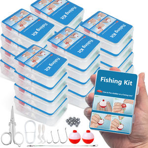 Kit d'accessoires <span class=keywords><strong>de</strong></span> pêche chauds 24 pièces boîtier en plastique ciseaux crochets Bobbers Leader leurres souples plombs fendus avec boîte basse - Product Image 1