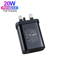 Adaptateur secteur mural 20W PD pour Apple iPhone 16 15 14 Max, prise UK, double port, certifié UKCA