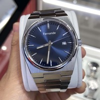 Jam Tangan Kuarsa Pria Sederhana dari Baja Tahan Karat dengan Kristal Safir, Dial Biru Tua, Penunjuk Bercahaya, Jendela Tanggal, untuk Bisnis.
