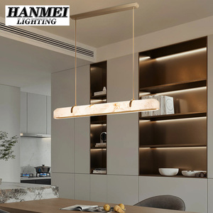 Lámpara de Araña LED Moderna de Cobre con Pantalla de Mármol, Fácil Instalación, Iluminación Decorativa para Hoteles y Hogares, Estilo Art Deco HM-PC-114 Moder - Product Image 2