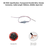 Connecteur de prise d'alimentation DC 5,5 mm 2 broches avec conducteur en cuivre et isolation en PVC, tension nominale 12 V pour la surveillance CCTV en extérieur