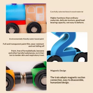 Blocs <span class=keywords><strong>de</strong></span> <span class=keywords><strong>construction</strong></span> magnétiques numériques en forme <span class=keywords><strong>de</strong></span> petit train, jouets éducatifs en bois à assembler soi-même pour enfants <span class=keywords><strong>de</strong></span> 5 ans et plus, boîte colorée - Product Image 4