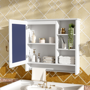 Gabinete de espejo para montar en la pared de 30 pulgadas con estante ajustable y bisagras de cierre suave para tocador de baño - Product Image 2