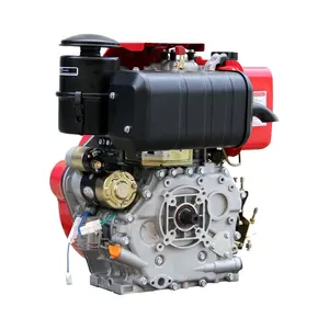 12hp Warna Merah Lancip Poros 10:1 Mulai Listrik Air-Cooled Tunggal Mesin Diesel