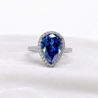 Bagues de mode personnalisées pour femmes, bague de fiançailles et de mariage en moissanite bleue, bague de luxe en argent sterling 925