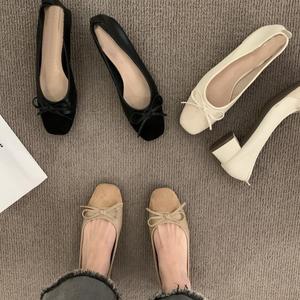 Zapatos informales de verano para mujer, zapatos planos de Ballet con punta cuadrada de nuevo estilo, zapatos planos individuales con lazo Breeze de noche de satén - Product Image 6