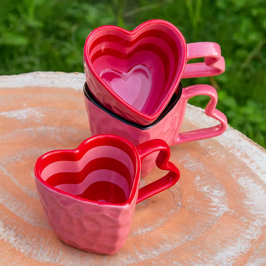 RTS 2024 modern Valentinstag paar liebhaber geschenk porzellan kaffee tee tasse niedlich bedruckt herzform keramik becher