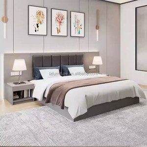 Modern Standard Hotel Bedroom Furniture Sets Cheap Wood <b>Twin</b> Single <b>Bed</b> <b>Frame</b> With Upholstered Headboard Mattress & Nightstands - Product Image 4