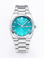 Montre pour homme en acier inoxydable avec verre saphir, affichage de 41,5 mm, aiguilles lumineuses, résistance à l'eau de 5 bars