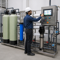 Système de traitement d'eau par osmose inverse (RO) monté sur châssis, contrôlé par PLC, 1000 LPH, automatique