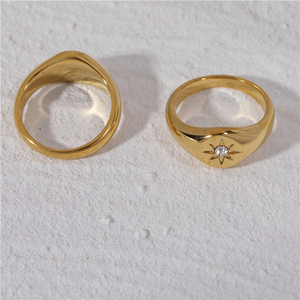 하이엔드 18K PVD 금 도금 스파클링 북극성 스테인리스 스틸 다이아몬드 반지 스테인리스 스틸 주얼리 - Product Image 6