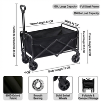 Chariot de courses pliable en acier inoxydable à quatre roues, chariot de camping portable, chariot utilitaire extérieur