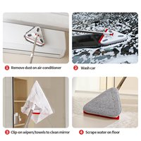 KOOCCA Articles de nettoyage ménager 2 en 1, serpillière plate en microfibre chenille triangulaire et raclette à eau avec 2 tampons, nettoyant pour sols et miroirs