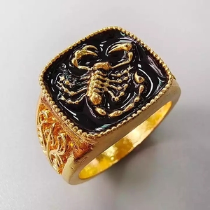 Nouveauté <span class=keywords><strong>2022</strong></span>, bagues punk plaquées or, bagues carrées colorées, bagues hip-hop, bagues cool en argent gravées de <span class=keywords><strong>scorpions</strong></span> pour hommes - Product Image 6