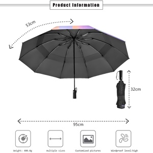 <b>Windproof</b> Iron Frame Three-Fold Manual Travel <b>Umbrella</b> with Cover Bag-Durable Premium Rain Protection - Product Image 3