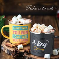 Mug de camping en émail écologique de 12 oz imprimé avec couvercle, couleur et logo personnalisés - Souvenir attentionné, cadeau idéal pour votre bien-aimé(e)