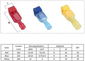 موجين 120 قطعة/60 Pairs سريعة لصق محطات الأسلاك T-الحنفية الذاتي تجريد مع النايلون معزول تماما الذكور قطع السريع عدة ، - Product Image 6