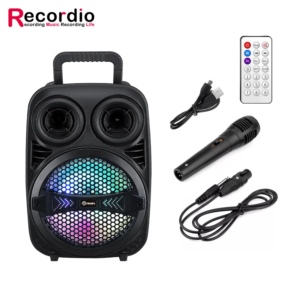 Altavoz portátil con carrito de GAS-Q8 PARA karaoke, subwoofer con micrófono inalámbrico, sistema de altavoz para cine en casa