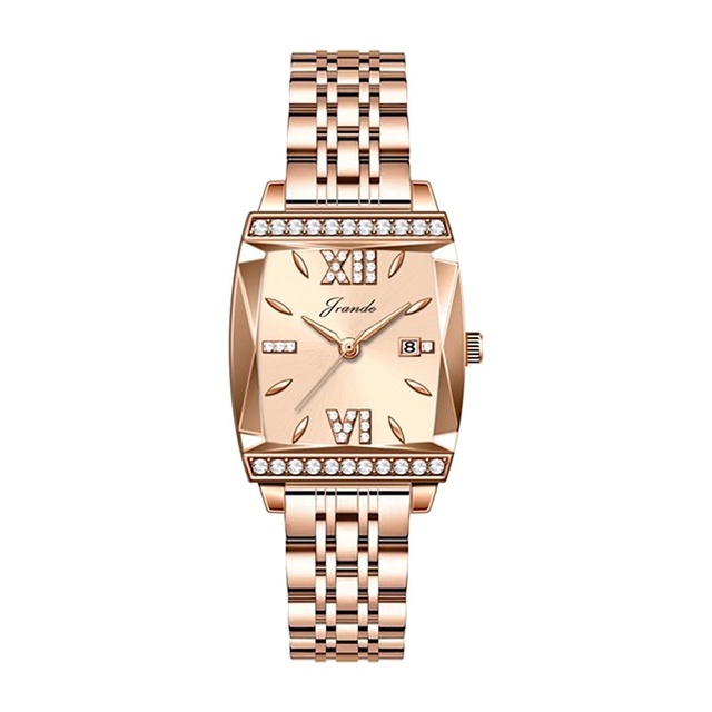 Women's Fashion Quartz Alloy Rose Gold Watch Stainless Steel Band Waterproof 30M Water Resistance