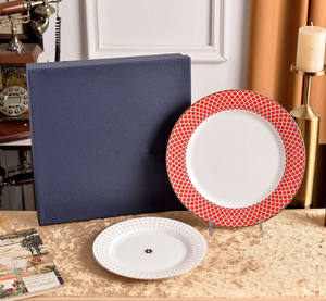 Luxury Russian Royal Style Modern Minimalist Eco-Friendly Bone China Plant Pattern Dinner and <b>Dessert</b> Plate Set - Product Image 3