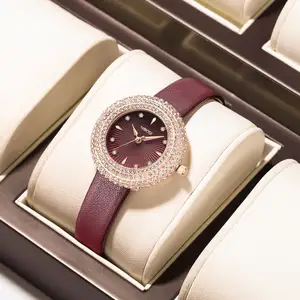 NIBOSI 2561 קידום מחיר נמוך נשים שעוני קוורץ רצועת עור שעון יד לנשים