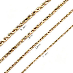 Collar de Acero Inoxidable 316L Antideslustre, Chapado en Oro de 14k y 18k, Chapado en Plata de Ley, Cadena de Cuerda de 6 mm para Hombre y Mujer - Product Image 4