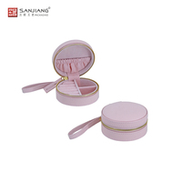 Boîte de rangement à bijoux en velours personnalisée de luxe, mini boîte ronde de voyage pour bijoux