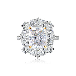 Toderi Fashion Jewelry Copper Rhodium Plated Waterproof 8*10mm Cubic Zirconia Vintage Floral <b>Adjustable</b> <b>Ring</b> For Women - Product Image 6