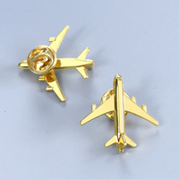 Broche en Nickel doré en forme d'avion personnalisée, vente en gros