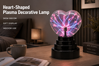 Lampe à plasma en forme de cœur romantique, taille moyenne, verre décoratif, blanc chaud, DC 6V, veilleuse pour chambre à coucher, décoration de la maison, cadeau de la Saint-Valentin