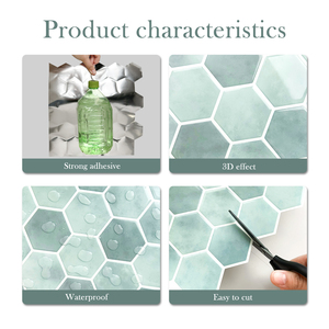 Piastrelle Adesive 3D Impermeabili in Vinile, Adesivo Murale Resistente <span class=keywords><strong>per</strong></span> Bagno e Cucina - Product Image 3