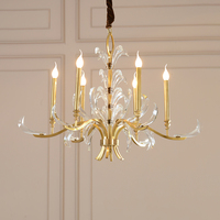 Lustre en cristal design, élégant, simple, créatif, en laiton, contemporain, luminaire E14 180, 2 ans