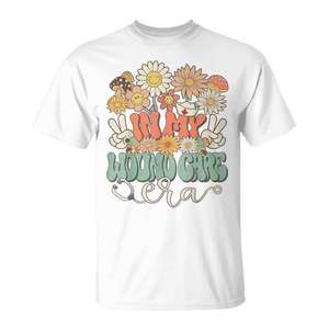 In My Wound Care Era Floral <b>Hippie</b> Retro Nurse <b>T</b>-<b>Shirt</b> Unisex Crew Neck Short Sleeve Digital Printing Adult Promotional - Product Image 1
