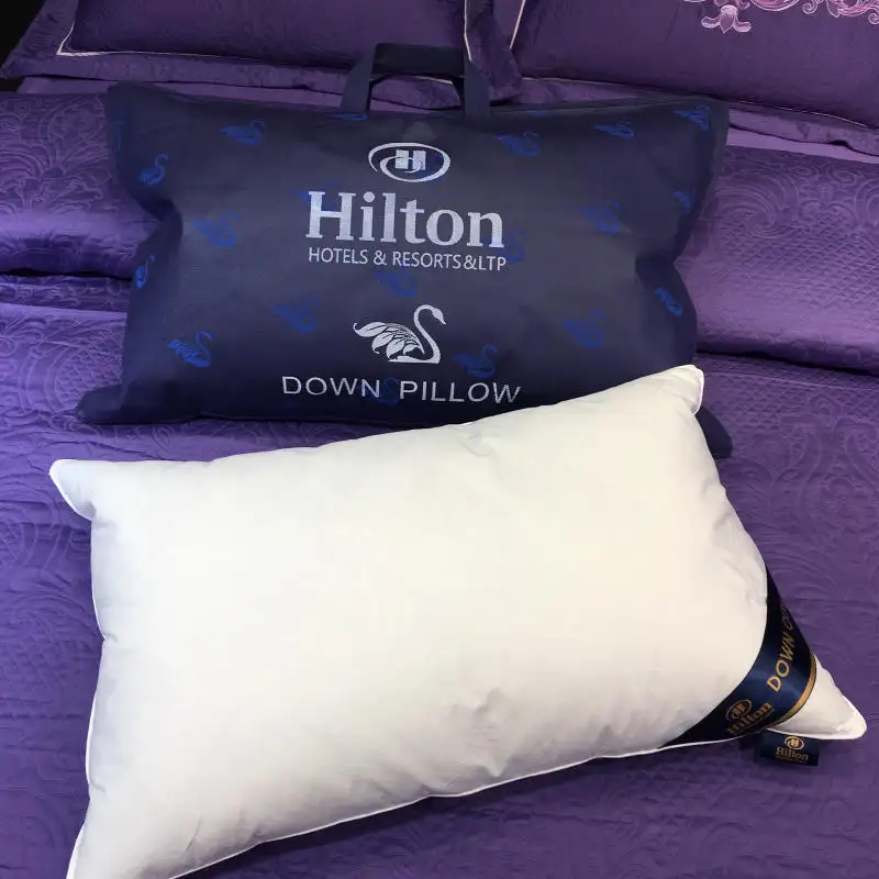 5 Star Hotel Duck Feather Sleeping Pillows Cotton Hilton Pillow 1000g With Bag Manufacturer