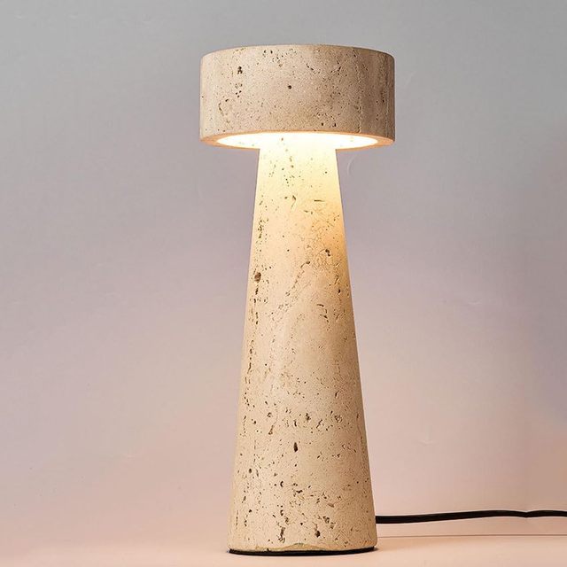 Modern Luxury Travertine Stone Table Lamp - Best-Selling Marble Texture Nightstand Light for Home, Hotel & Bedroom