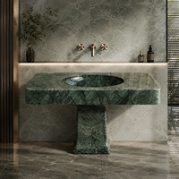 Meilleure Qualité, Design Minimaliste Moderne, Lavabo sur Pied en Pierre Verte en Forme de T pour Salle de Bain, Idéal Hôtel, Jardin, Extérieur